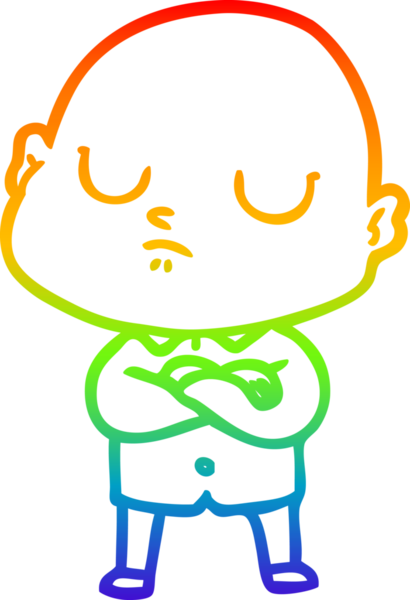 Gökkuşağı gradyan çizgisi bir insan tarafından çizilmiş kel bir adamın çizimi