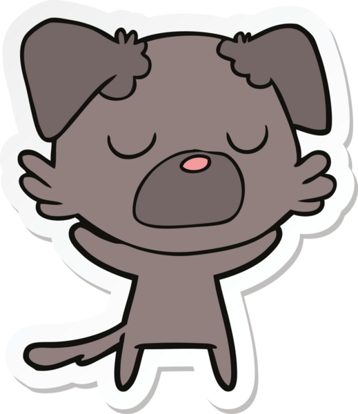 Bir insan tarafından çizilmiş bir köpeğin çıkartması.