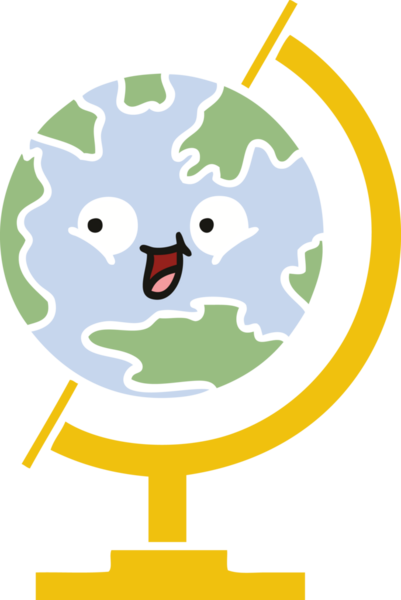 Bir insan tarafından çizilmiş dünyanın düz renkli retro karikatürü