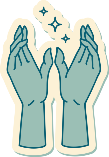 Bir insan tarafından çizilmiş geleneksel mistik eller stili dövme çıkartması.