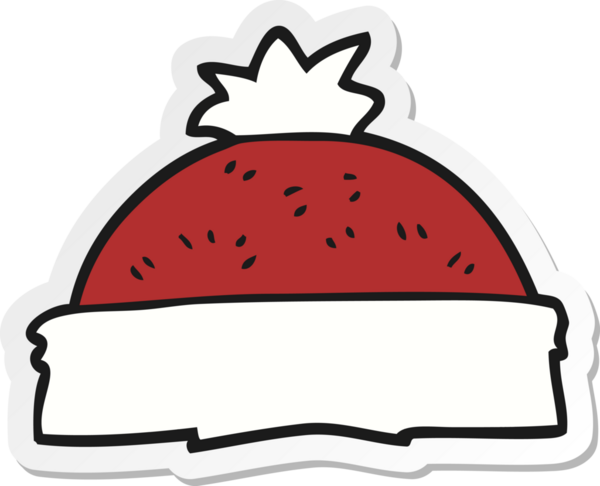 Bir insan tarafından çizilmiş bir kış şapkasının çıkartması.