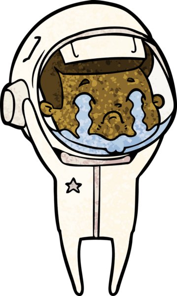 Bir insan tarafından çizilmiş ağlayan astronot çizgi filmi.