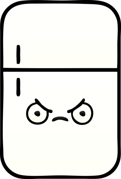 Bir insan tarafından çizilmiş bir buzdolabının gölgelenmiş karikatürü.