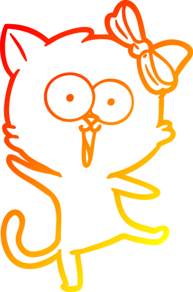 Bir insan tarafından çizilmiş çizgi film kedisinin sıcak çizgi çizimi