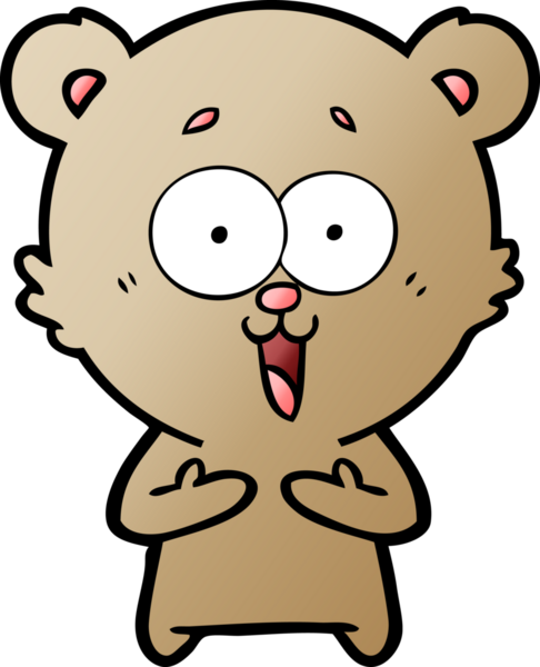 Bir insan tarafından çizilmiş gülen oyuncak ayı çizgi filmi.