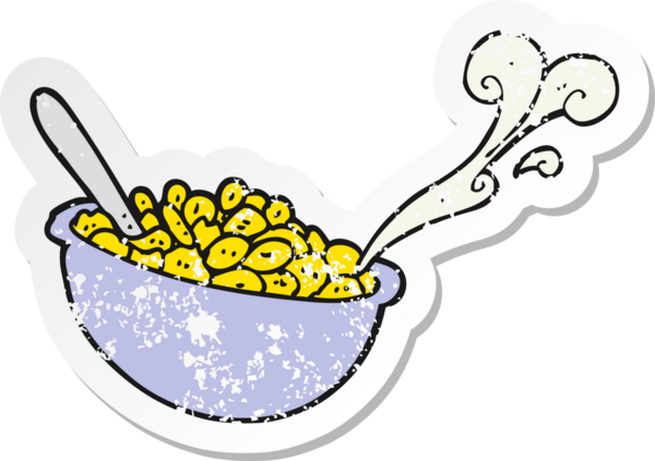 Bir insan tarafından çizilmiş mısır gevreği kasesinin gerilimli yapıştırması.