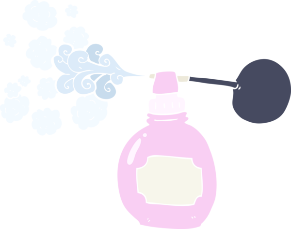 Bir insan tarafından çizilen parfüm şişesinin düz renk çizimi