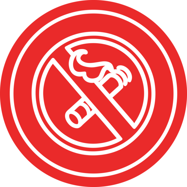 Bir insan tarafından çizilmiş sigara içilen dairesel simge yok