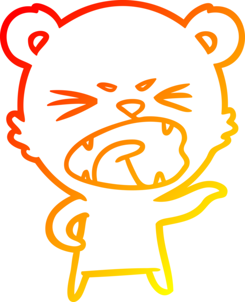 Bir insan tarafından çizilmiş kızgın bir kutup ayısının sıcak çizgi çizimi