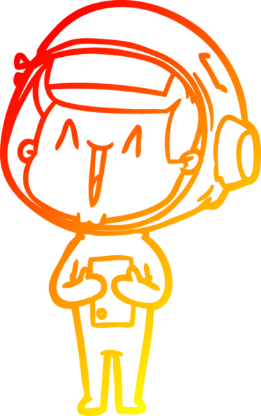 Bir insan tarafından çizilmiş mutlu bir astronotun sıcak çizgi çizimi