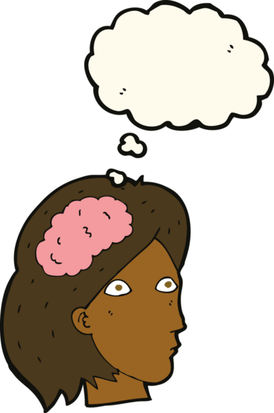 Bir insan tarafından çizilmiş beyin sembollü çizgi kadın kafası.