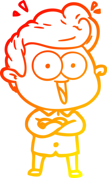 Bir insan tarafından çizilmiş, heyecanlı bir çizgi film çizimi.