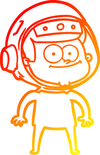 Bir insan tarafından çizilmiş mutlu bir astronot çizgi filminin sıcak gradyan çizimi