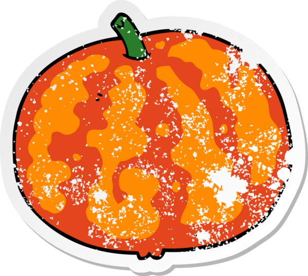 Bir insan tarafından çizilmiş karton karpuzun sıkıntılı çıkartması.