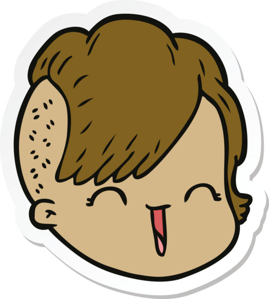 Bir insan tarafından çizilmiş karikatür kadın yüzü çıkartması.