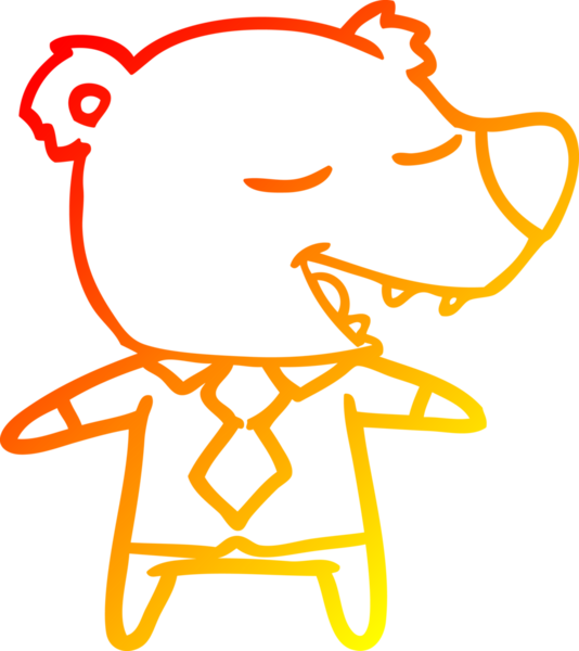 Bir insan tarafından çizilmiş gömlek ve kravat giyen çizgi film ayısının sıcak çizgi çizimi