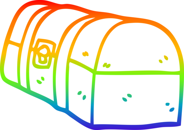 Gökkuşağı gradyanı çizimi bir insan tarafından çizilmiş bir hazine sandığı