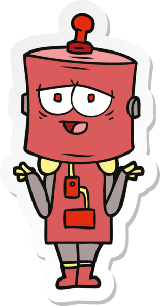 Bir insan tarafından çizilmiş robot karikatür çıkartması.