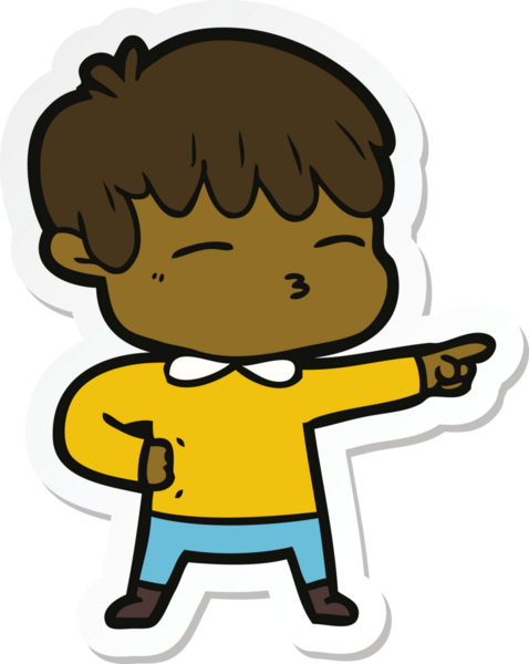 Bir insan tarafından çizilmiş meraklı bir çocuğun çıkartması.