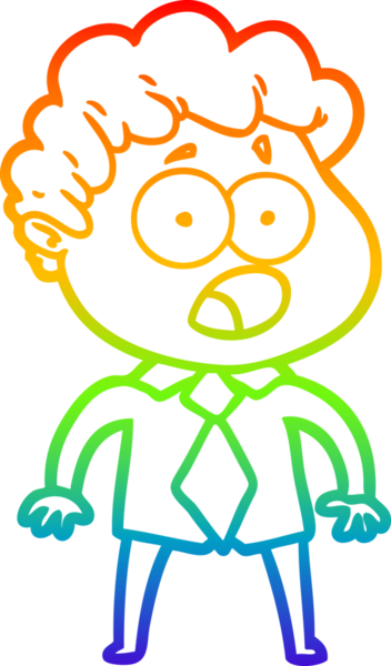 Gökkuşağı gradyan çizgi çizimi Bir insan tarafından çizilmiş şaşırarak nefes nefese bir çizgi film adamı