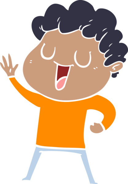 Bir insan tarafından çizilmiş düz renkli karikatür adam