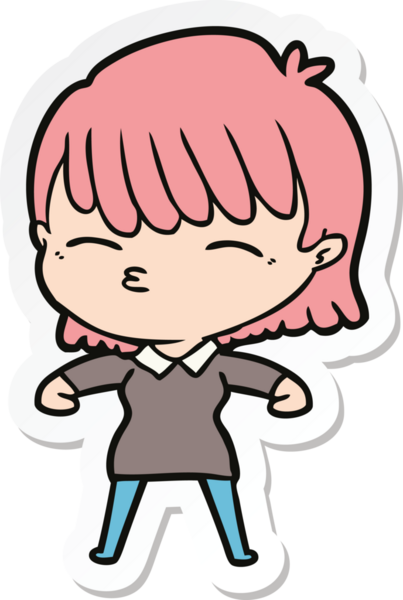 Bir insan tarafından çizilmiş bir karikatür kadının çıkartması.