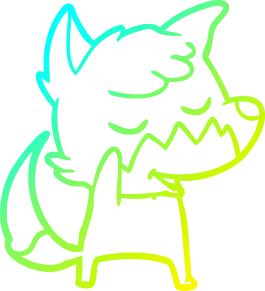 Bir insan tarafından çizilmiş dost canlısı bir tilkinin soğuk çizgi çizimi.