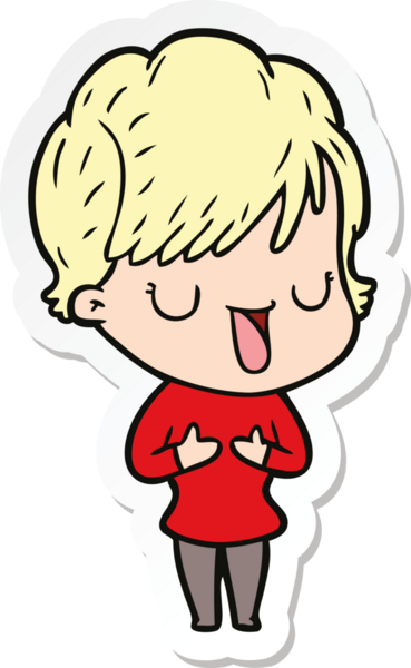 Bir insan tarafından çizilmiş bir karikatür kadının çıkartması.