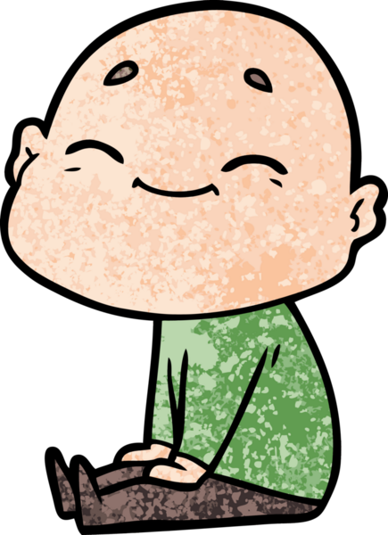 Bir insan tarafından çizilmiş mutlu, kel adam.