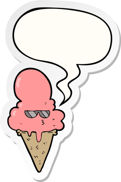 Bir insan tarafından çizilmiş konuşma balonu çıkartmalı karikatür dondurması.