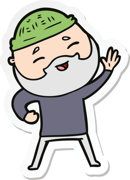 Bir insan tarafından çizilmiş mutlu sakallı bir adamın çıkartması.