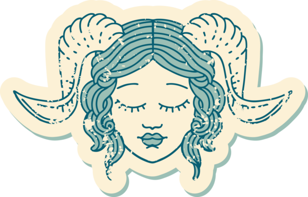 Bir insan tarafından çizilmiş bir karakter yüzünün grunge çıkartması