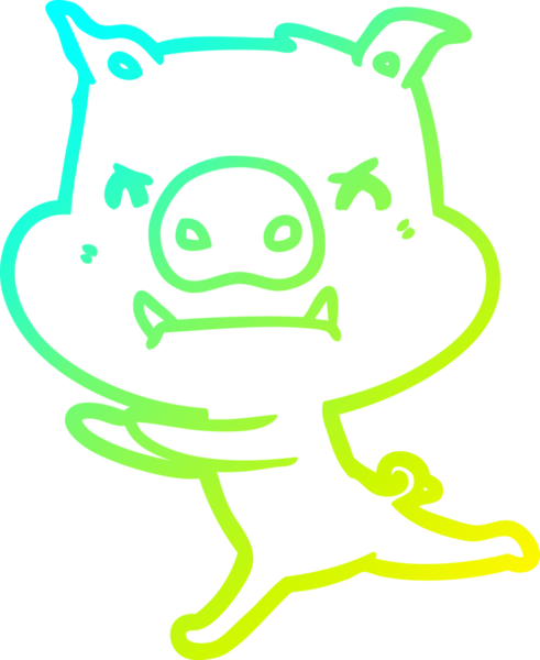 Bir insan tarafından çizilmiş kızgın çizgi film domuzu çizimi.