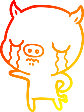 Bir insan tarafından çizilmiş, ağlayan bir domuzun sıcak çizgi çizimi.