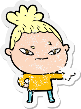 Bir insan tarafından çizilmiş karikatür bir kadının sıkıntılı çıkartması.