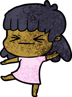 Bir insan tarafından çizilmiş kızgın bir kız.