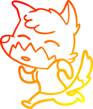 Bir insan tarafından çizilmiş bir tilkinin sıcak çizgi çizimi