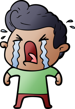 Bir insan tarafından çizilmiş ağlayan bir karikatür.