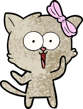 Bir insan tarafından çizilmiş çizgi film kedisi.