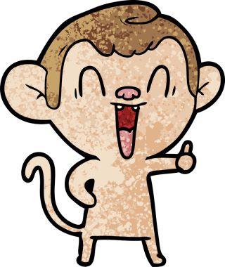 Bir insan tarafından çizilmiş gülen maymun çizgi filmi