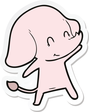 Bir insan tarafından çizilmiş şirin bir fil çıkartması.