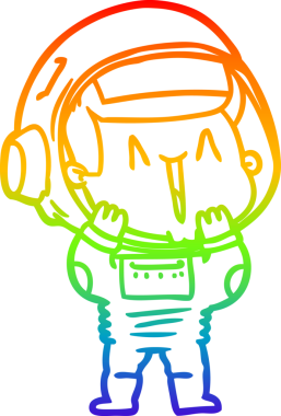 gökkuşağı gradyan çizimi mutlu bir çizgi astronot çizimi bir insan tarafından çizildi