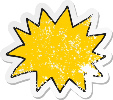 Bir insan tarafından çizilmiş basit bir patlama sembolünün gerilimli yapıştırması.