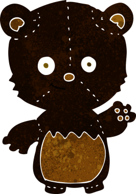 Bir insan tarafından çizilmiş siyah ayı yavrusu.