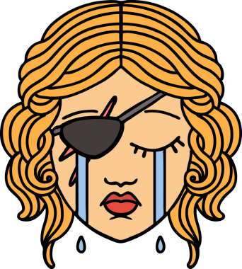 Retro Dövme Tarzı Ağlayan İnsan Haydut Karakteri