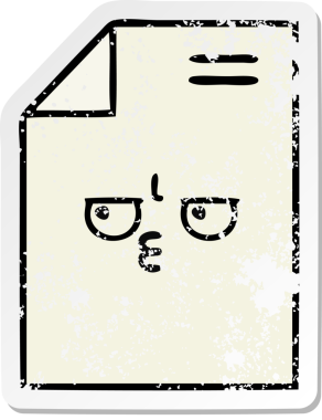 Bir insan tarafından çizilmiş sevimli bir karikatür kağıdının sıkıntılı çıkartması.