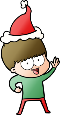 Bir insan tarafından çizilmiş Noel Baba şapkası takan bir çocuğun gradyan çizimi.