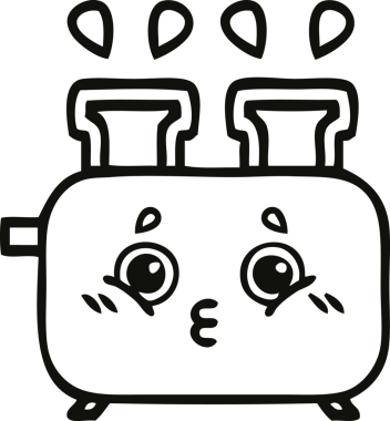 Bir insan tarafından çizilmiş bir tost makinesinin çizgi çizimi