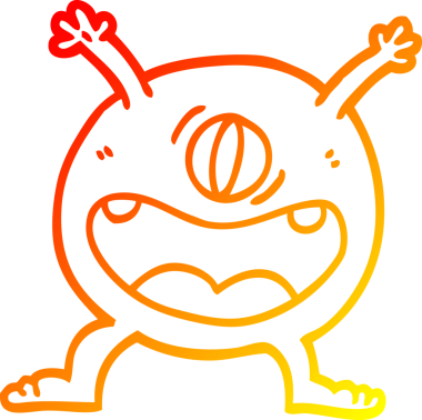 Bir insan tarafından çizilen çizgi film canavarının sıcak çizgi çizimi