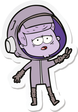 Bir insan tarafından çizilmiş yorgun bir astronotun çıkartması.